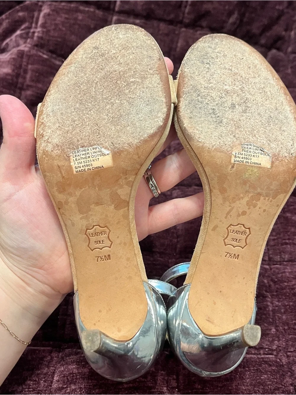 Tory Burch Ellie Nude Suede and Silver Ankle-Strap Sandal